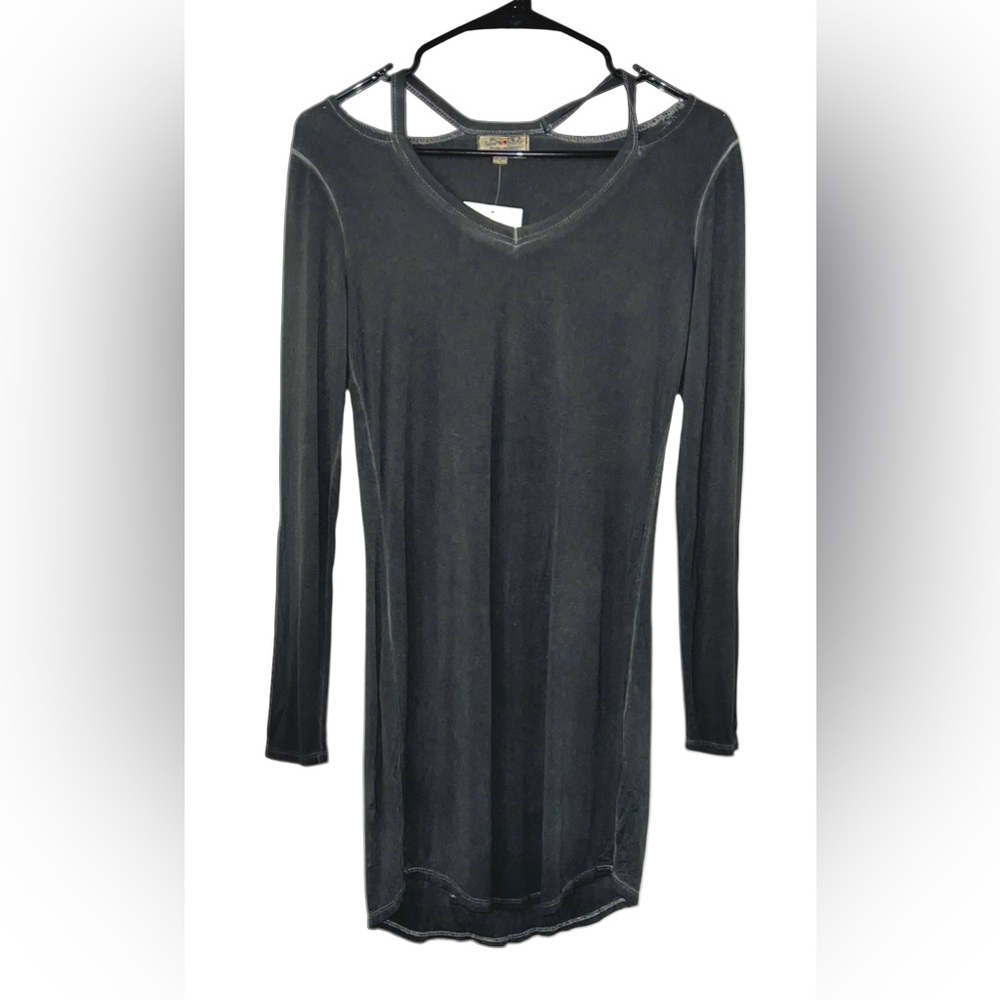 Ultra Flirt Women's Junior’s Blackish Gray Cold-Collar Stretch Shift Dress Sz Sm